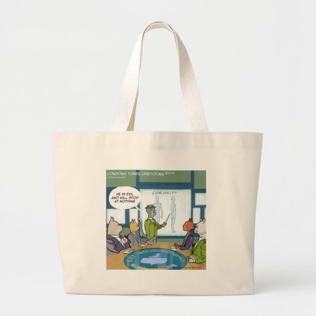 Cats Natural Enemy Funny Large Tote Bag (Front)