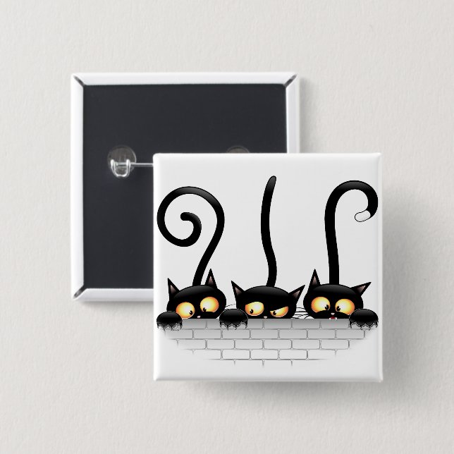 Cats Naughty, Playful and Funny Characters 2 Inch Square Button (Front & Back)