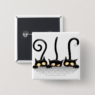 Cats Naughty, Playful and Funny Characters 2 Inch Square Button