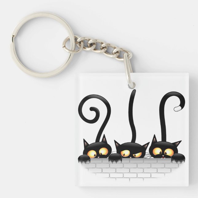 Cats Naughty, Playful and Funny Characters Keychain (Front)