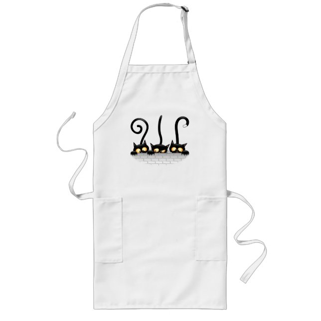 Cats Naughty, Playful and Funny Characters Long Apron (Front)