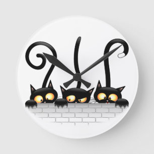 Cats Naughty, Playful and Funny Characters Round Clock