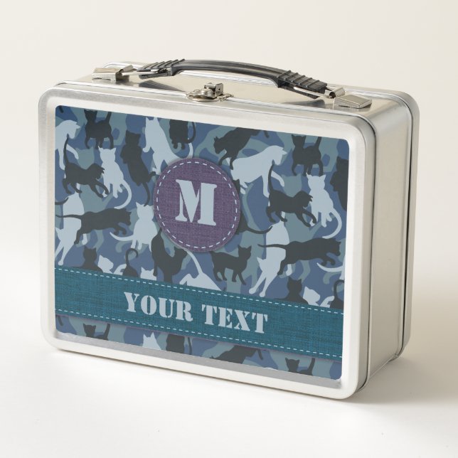 Cats Navy Camouflage Metal Lunch Box (Front)