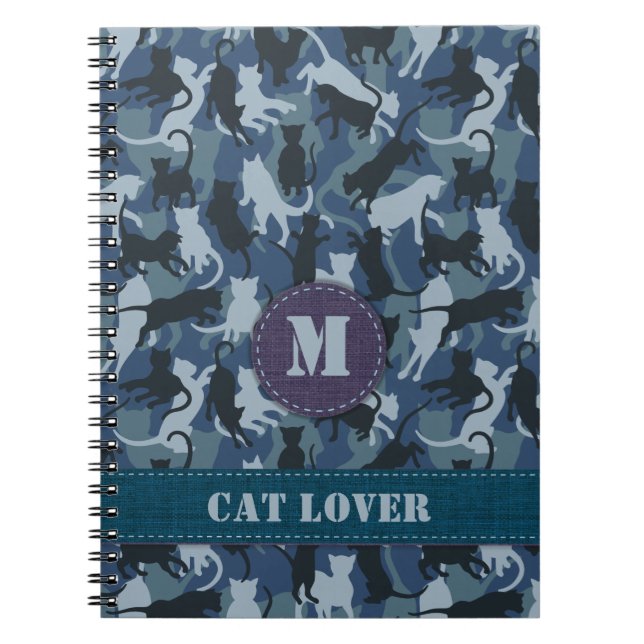 Cats Navy Camouflage Notebook (Front)
