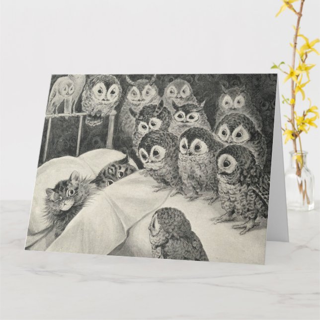 Cats Nightmare. Louis Wain Card (Yellow Flower)