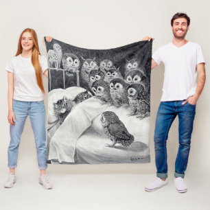 Cats Nightmare Owl Bird, Louis Wain Fleece Blanket