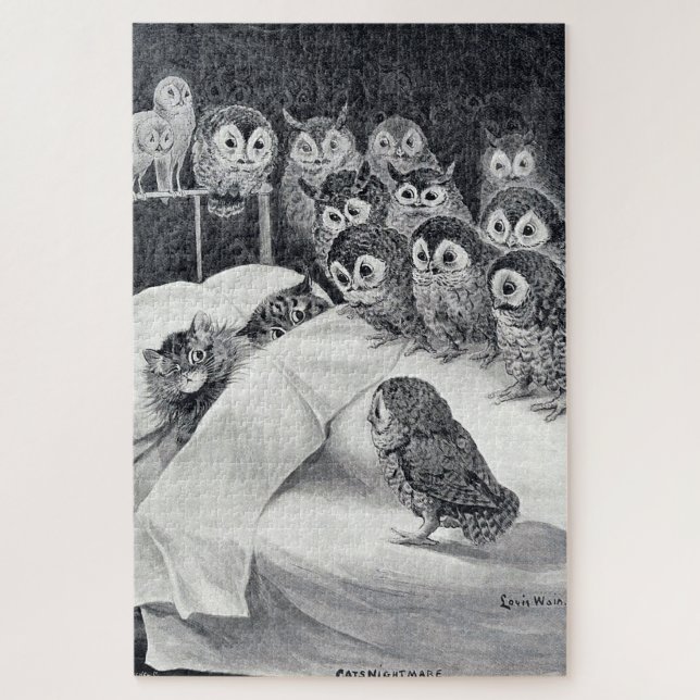 Cats Nightmare Owl Bird, Louis Wain Jigsaw Puzzle (Vertical)