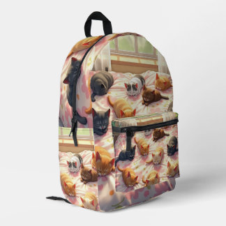 Cats on a Bed Printed Backpack