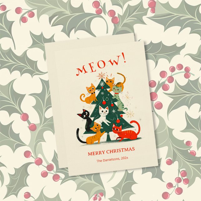 Cats on a Christmas Tree Holiday Card (Cats on a Christmas Tree Holiday Card (flat))