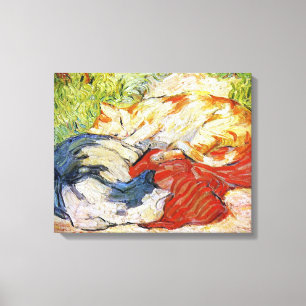 Cats on a Red Cloth, Franz Marc Canvas Print