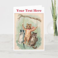 Cats on a Swing- Louis Wain Thank You Card
