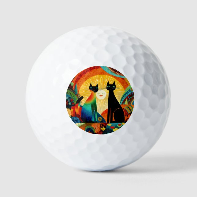 Cats on Bright and Colorful Background, Golf Balls (Front)
