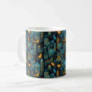 Cats on City Roofs Ai Art Coffee Mug