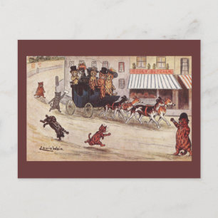 Cats on Coach Race Down High Street Postcard