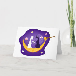 Cats on Honey Moon Greeting Card