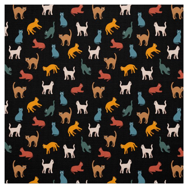 Cats on the black fabric (Swatch)