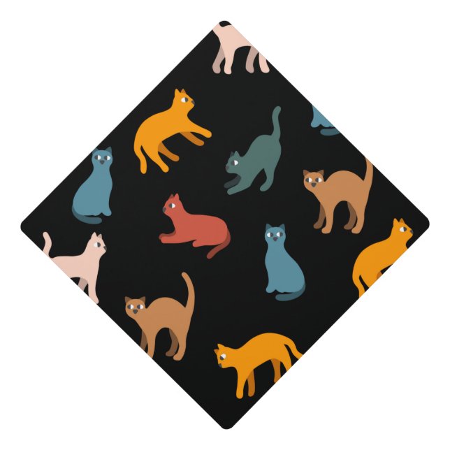 Cats on the black graduation cap topper (Front)