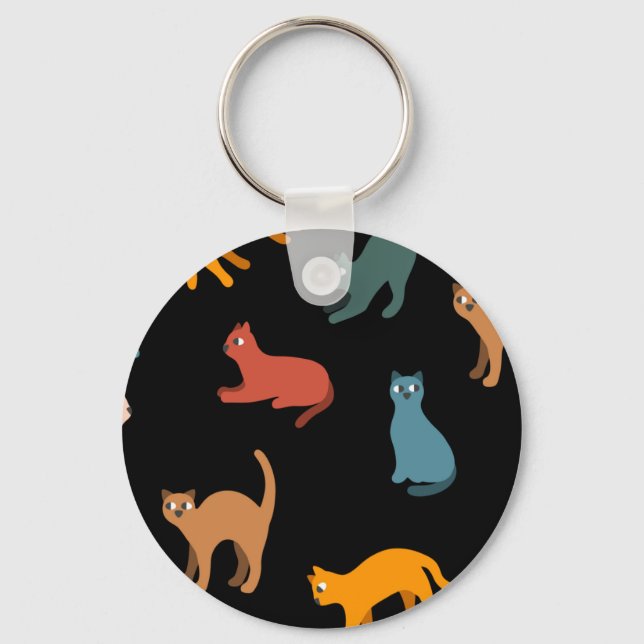 Cats on the black keychain (Front)