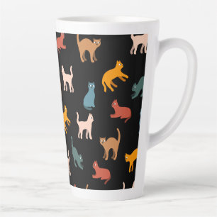 Cats on the black latte mug