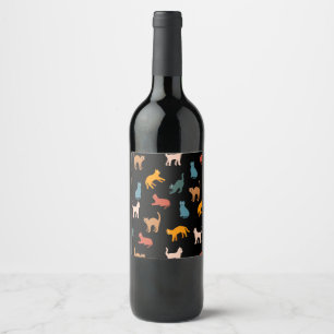 Cats on the black wine label