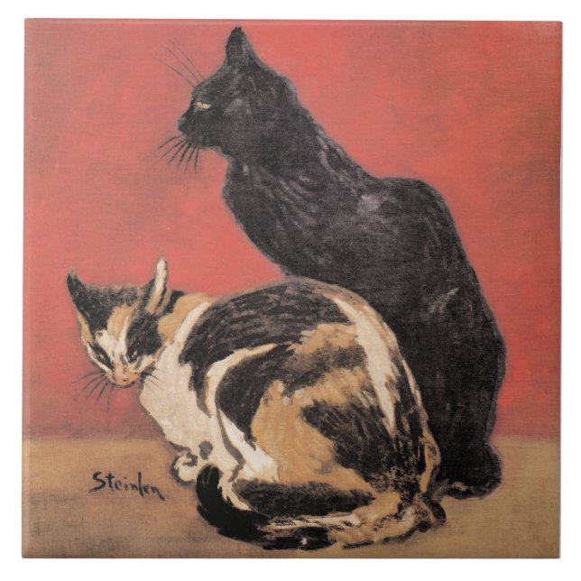 Cats, painting by Theophile Steinlen, Tile (Front)