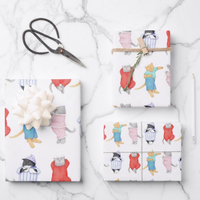 CATS PAJAMAS Flat Sheet Wrapping Paper (Front)