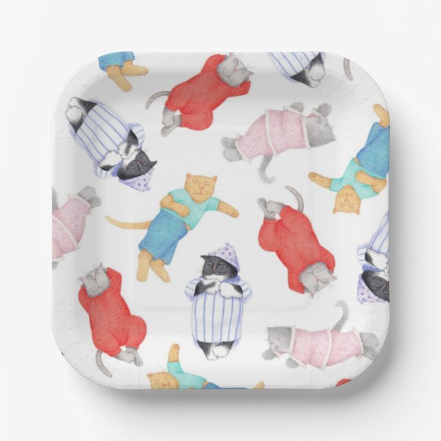 CATS PAJAMAS Square Paper Plates (Front)