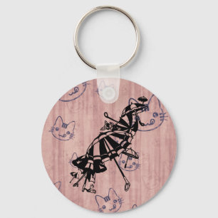 cats Parasols Umbrellas Ink art Illustration   Keychain