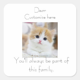 cats, part of the family, simple cute cat mom square sticker