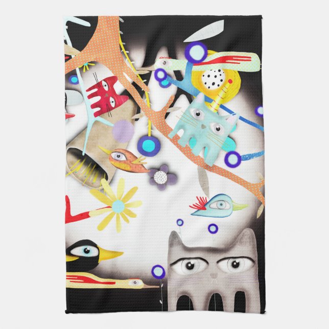 CATS Party by Rupydetequila Kitchen Towel (Vertical)