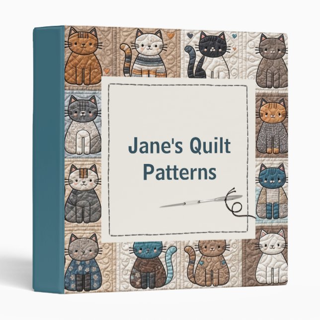 Cats Patchwork Quilt Pattern Binder (Front/Spine)