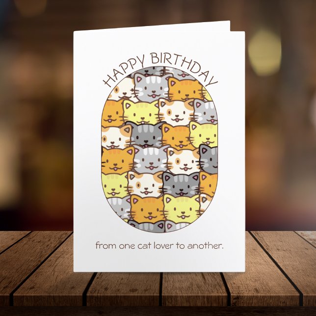 Cats Pattern for Cat Lovers Personalized Birthday Card (Creator Uploaded)