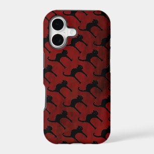 cats pattern on red background