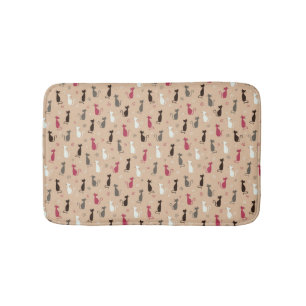 cats Pattern Pink Bath Mat