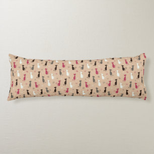 cats Pattern Pink Body Pillow