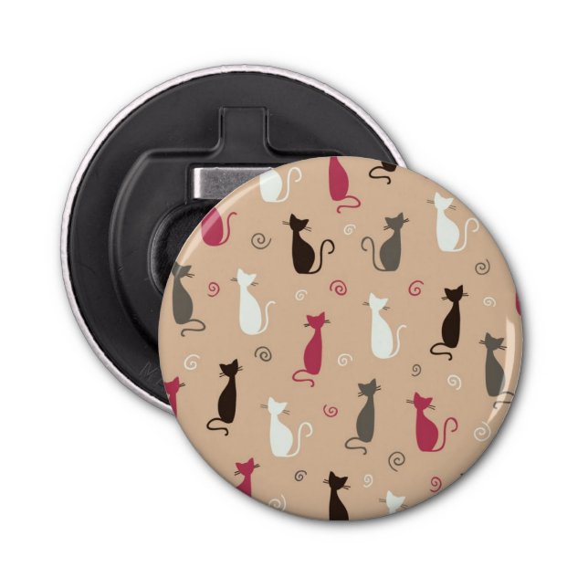 cats Pattern Pink Bottle Opener (Front)