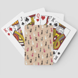cats Pattern Pink Playing Cards