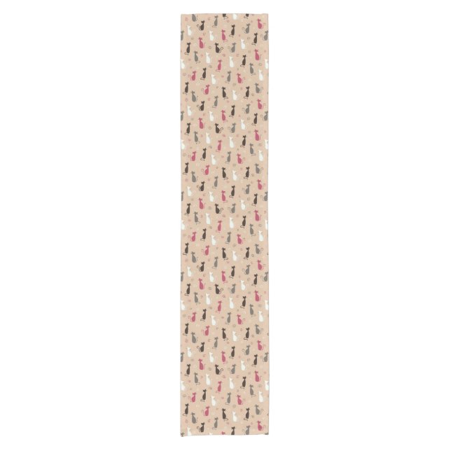 cats Pattern Pink Short Table Runner (Front)