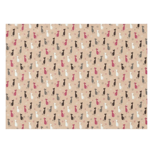 cats Pattern Pink Tablecloth (Front (Horizontal))