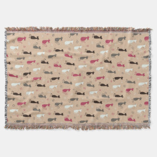 cats Pattern Pink Throw Blanket