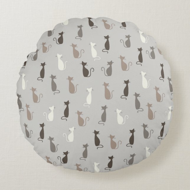 Cats pattern round pillow (Front)