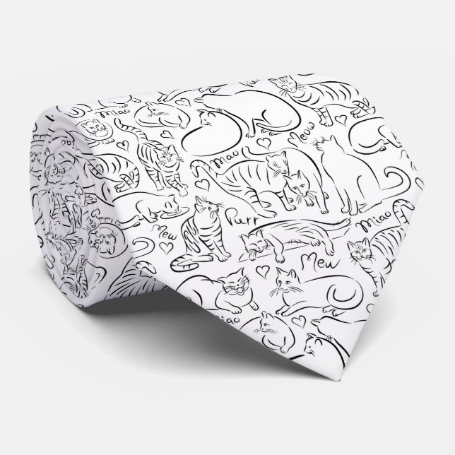 Cats Pattern Tie (Rolled)