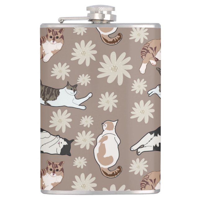 Cats patterns hip flask (Front)