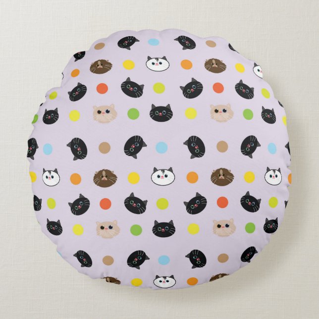 cats patterns round pillow (Front)