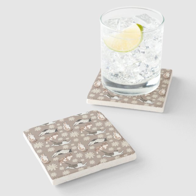 Cats patterns stone coaster (Side)