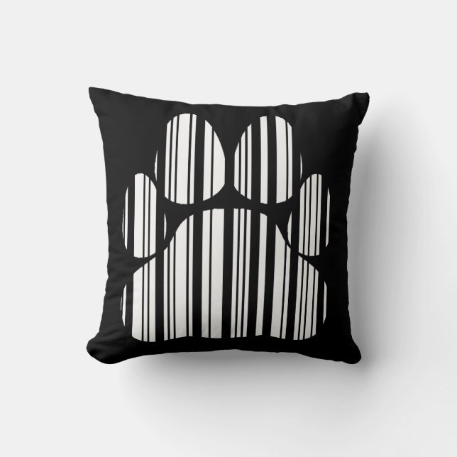 CATS PAW BAR CODE Feline Barcode Print Pattern Throw Pillow (Front)