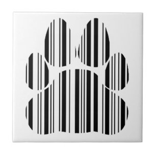 CATS PAW BAR CODE Feline Barcode Print Pattern Tile