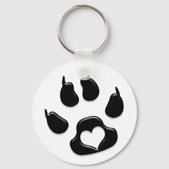 Cat's Paw Print Black Keychain (Front)