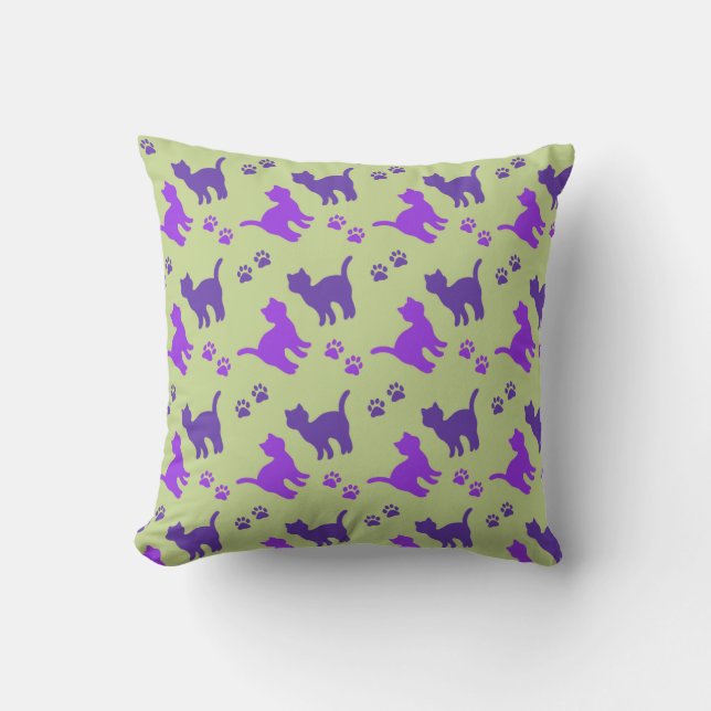 Cats & Paw Prints MoJo Throw Pillow (Front)