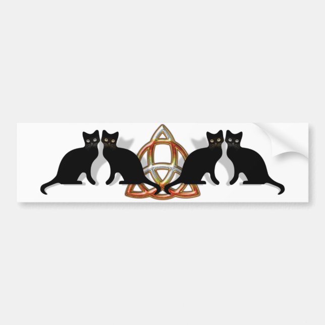 Cats Pentgagram Flame Triquetra Bumper Sticker (Front)